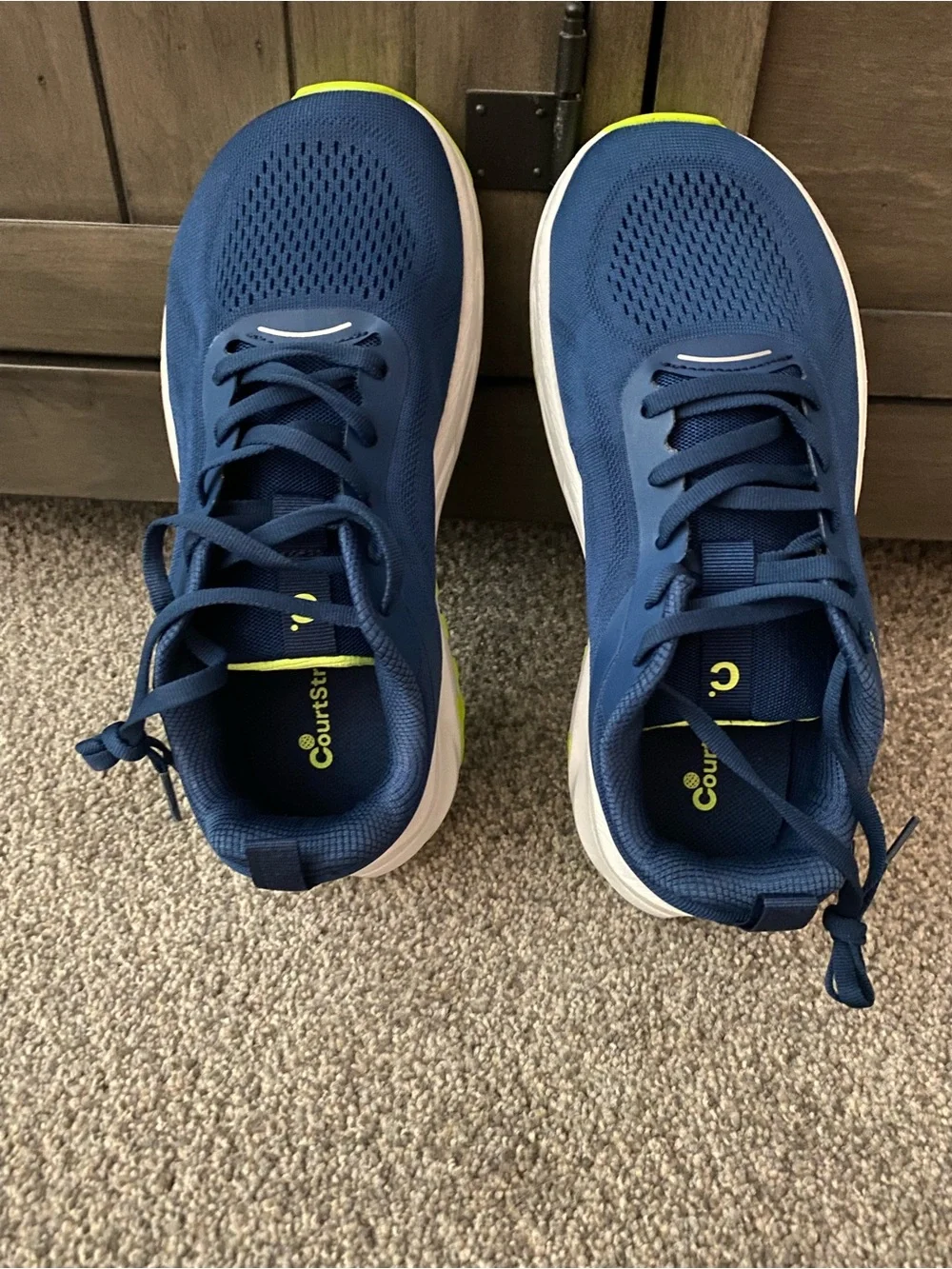 Women’s Navy Athletic Sneakers with Neon Yellow Accents